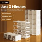 Portable wardrobe with transparent doors - quick assembly in 3 minutes, 20-inch deep, foldable multi-purpose storage organizer (PP+PET)